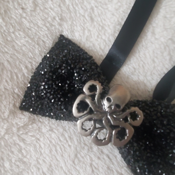 Steampunk octopus mens rhinestones bowtie wedding Halloween black bling groom - Picture 15 of 16